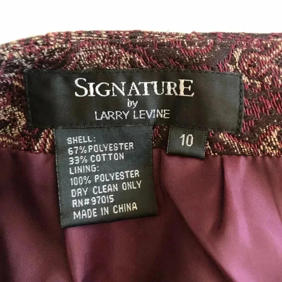 Vintage 𝅺Signature by Larry Levine maroon paisley pencil skirt size 10 L or XL‎ - Picture 6 of 10